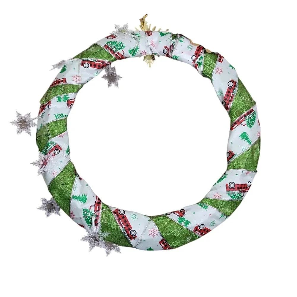 Christmas Decorative Pinecone Vintage Truck Candy Cane Wreath Farmhouse
